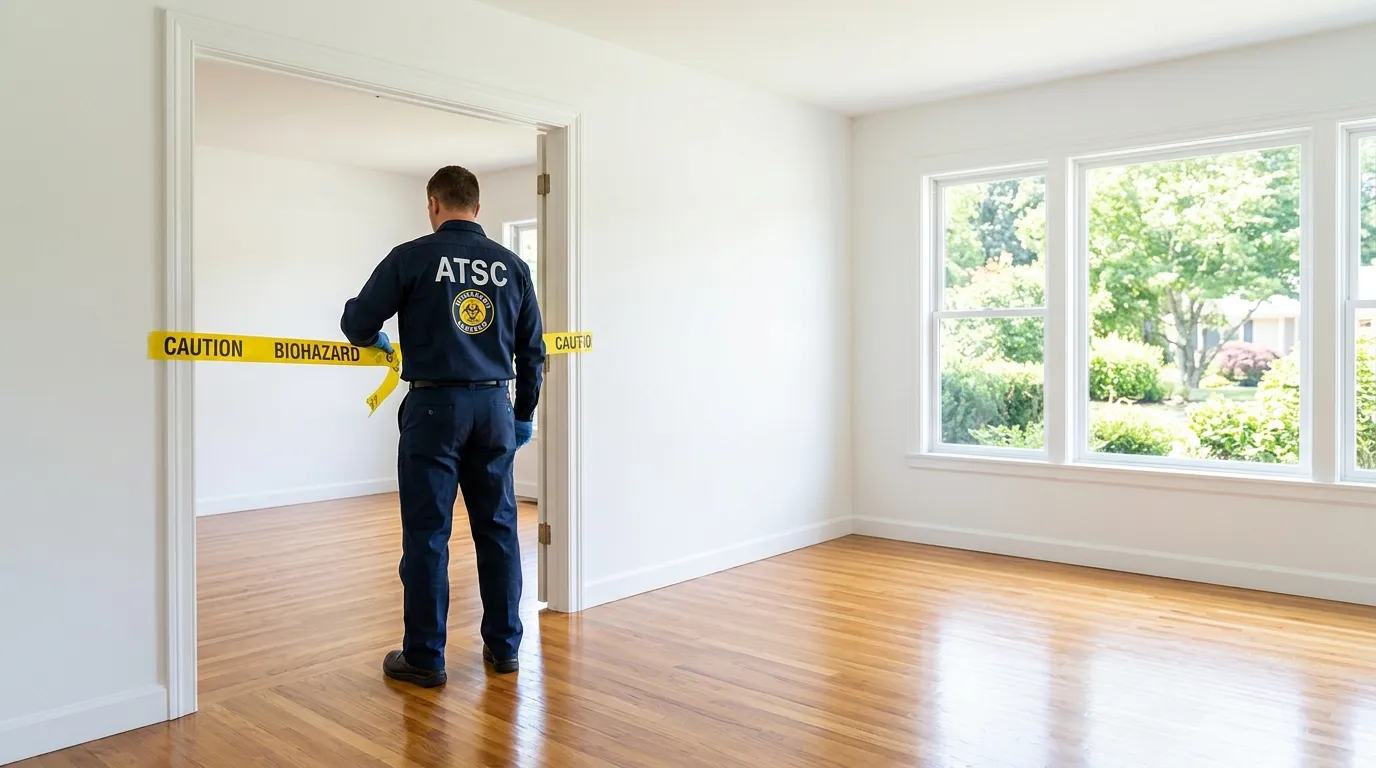 Certified biohazard cleanup crew performing Crime Scene Cleanup in Huron